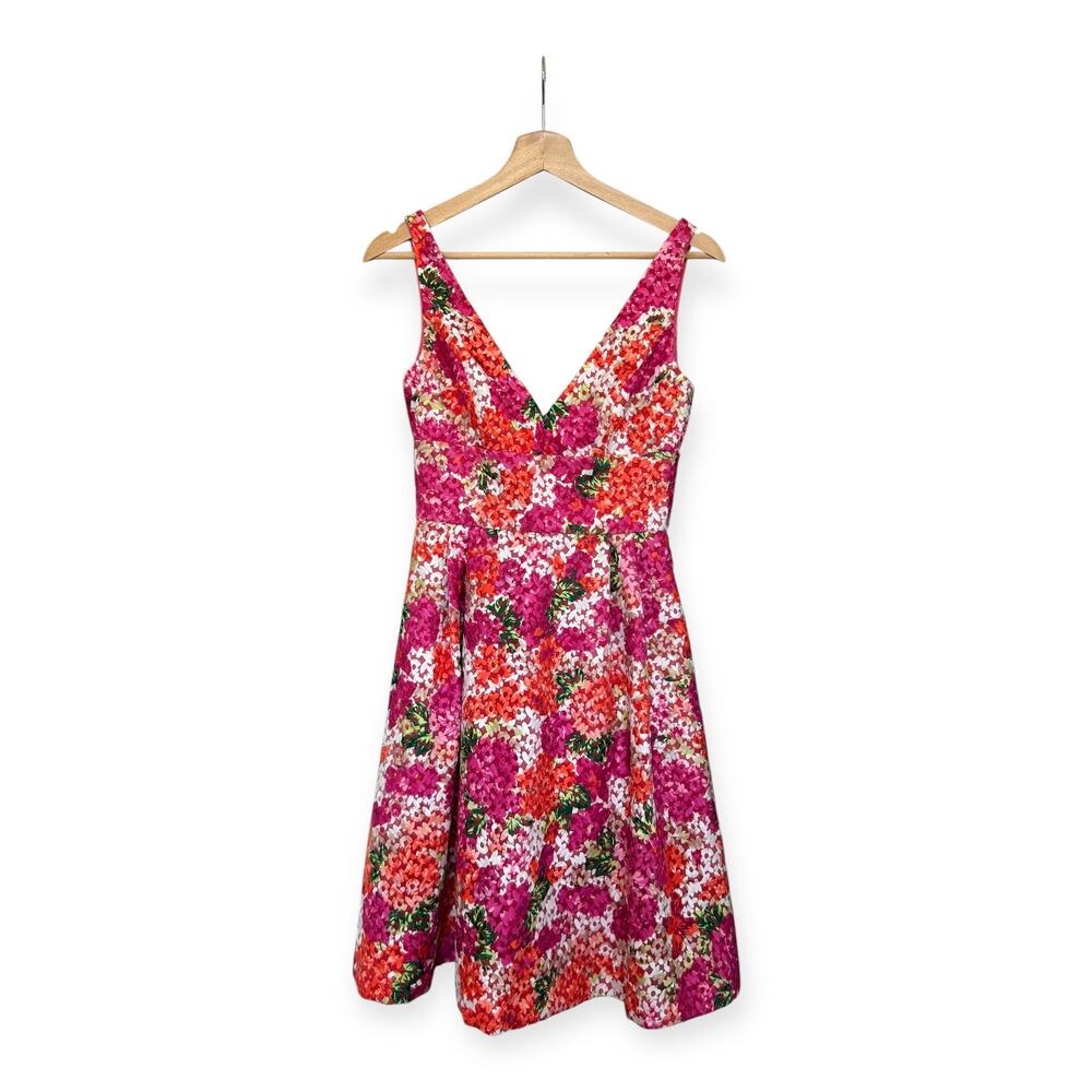 NWT Monique Lhuillier Riona size 2 Floral Embroidered Cocktail Dress Pink Rose